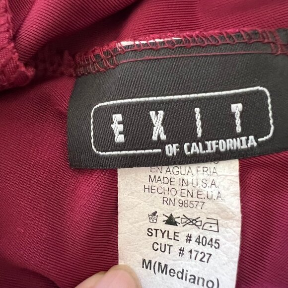 Exit of California Women's Size M Stretch Burgundy Velvet Side Slit Maxi Skirt - Picture 7 of 8